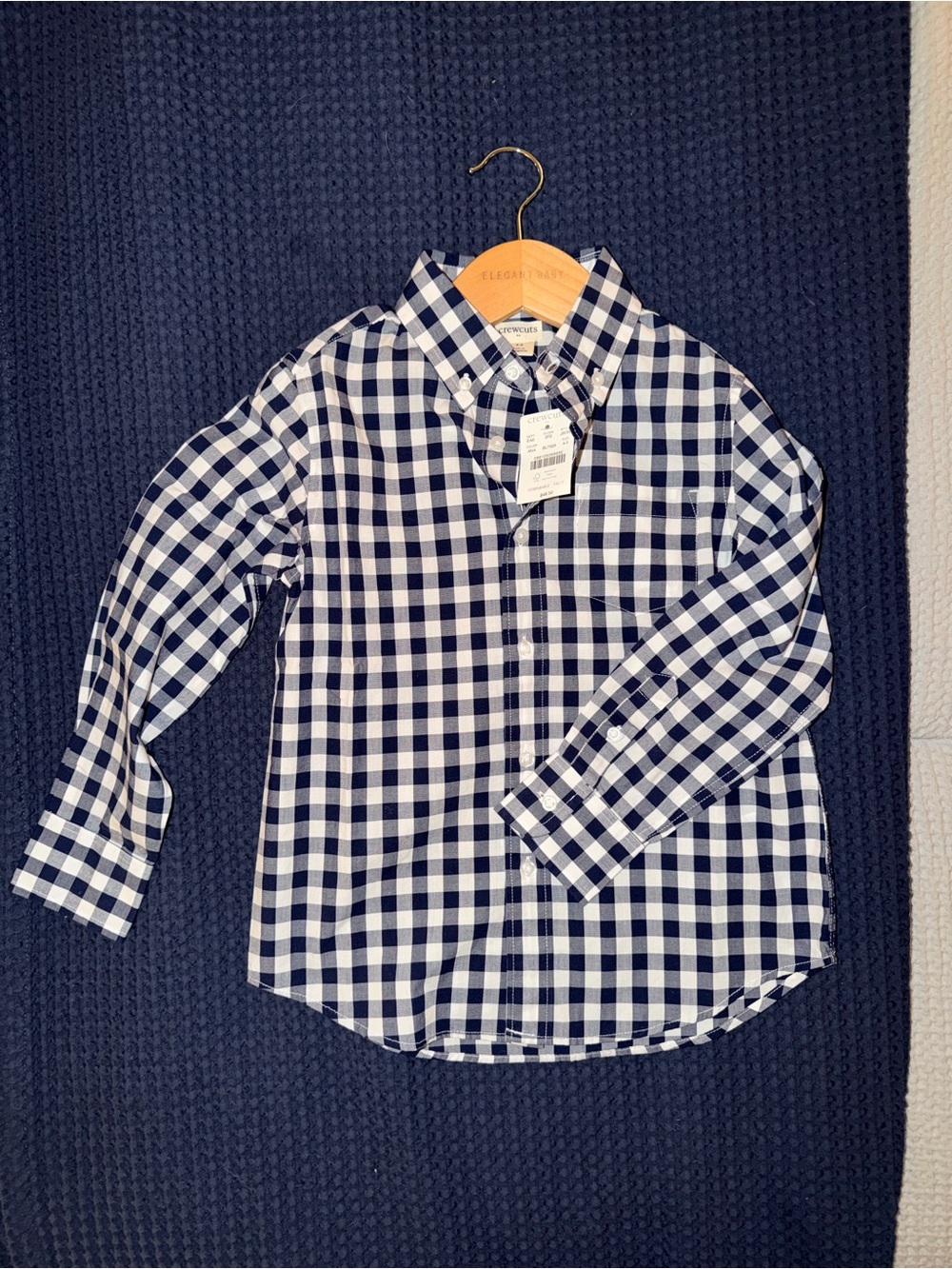 Crewcuts Navy & White Gingham Button-Down Shirt